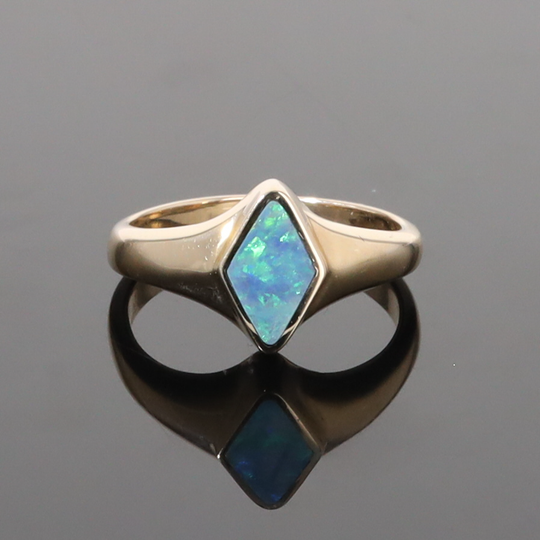 Opal Rings Diamond Shape Inlaid Design