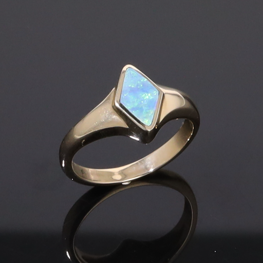 Opal Rings Diamond Shape Inlaid Design