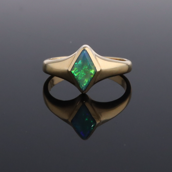 Ethiopian Opal Rings Diamond Shape Inlaid Design