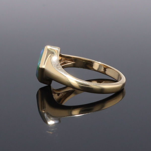 Ethiopian Opal Rings Diamond Shape Inlaid Design