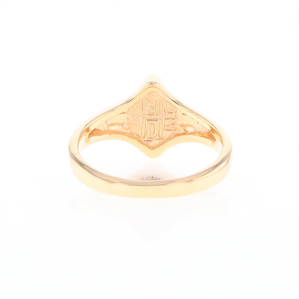 Gold Quartz Ring Diamond Shape Inlaid Design