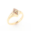 Gold Quartz Ring Diamond Shape Inlaid Design