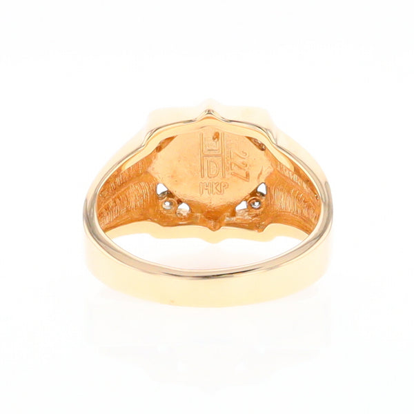 Gold Quartz Mens Ring with Diamond Accents