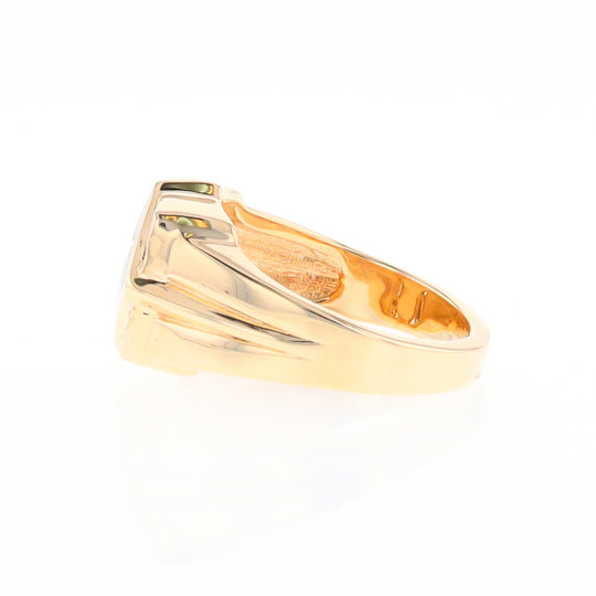 Gold Quartz Mens Ring with Diamond Accents