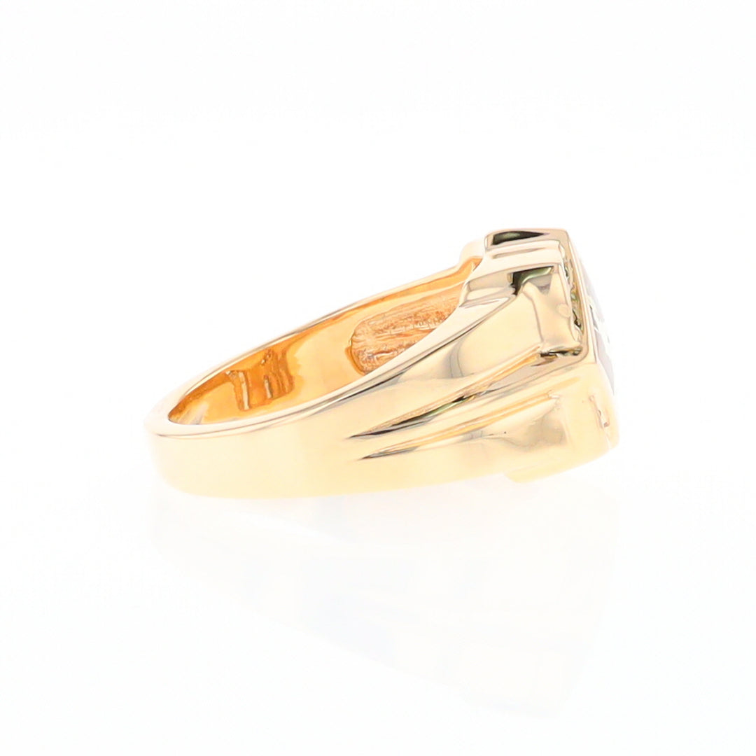 Gold Quartz Mens Ring with Diamond Accents