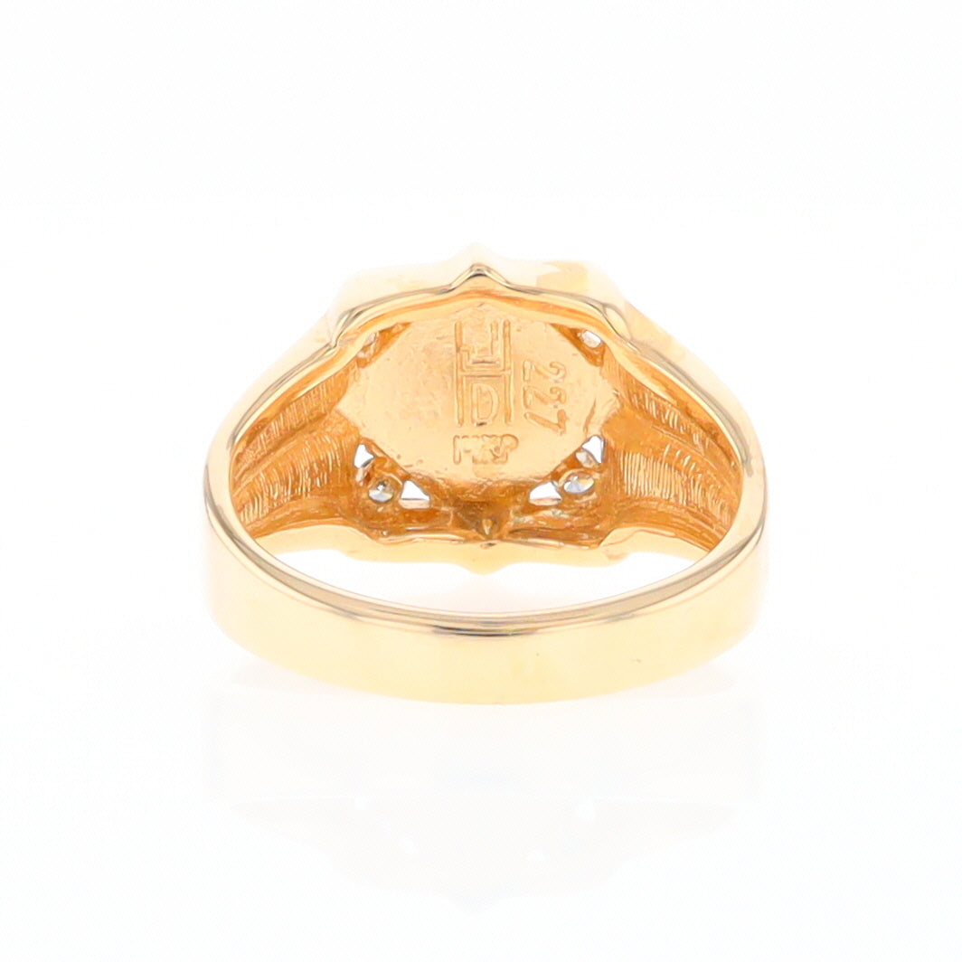 Gold Quartz Mens Ring with Diamond Accents