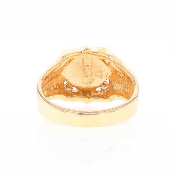 Gold Quartz Mens Ring with Diamond Accents