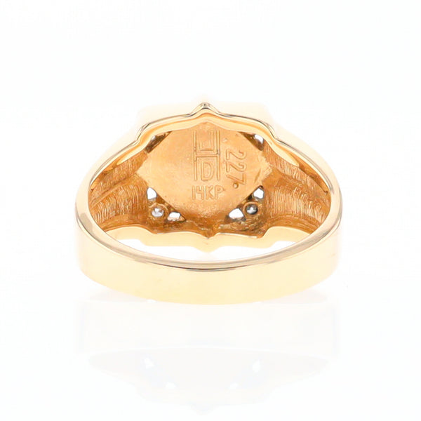 Gold Quartz Mens Ring with Diamond Accents