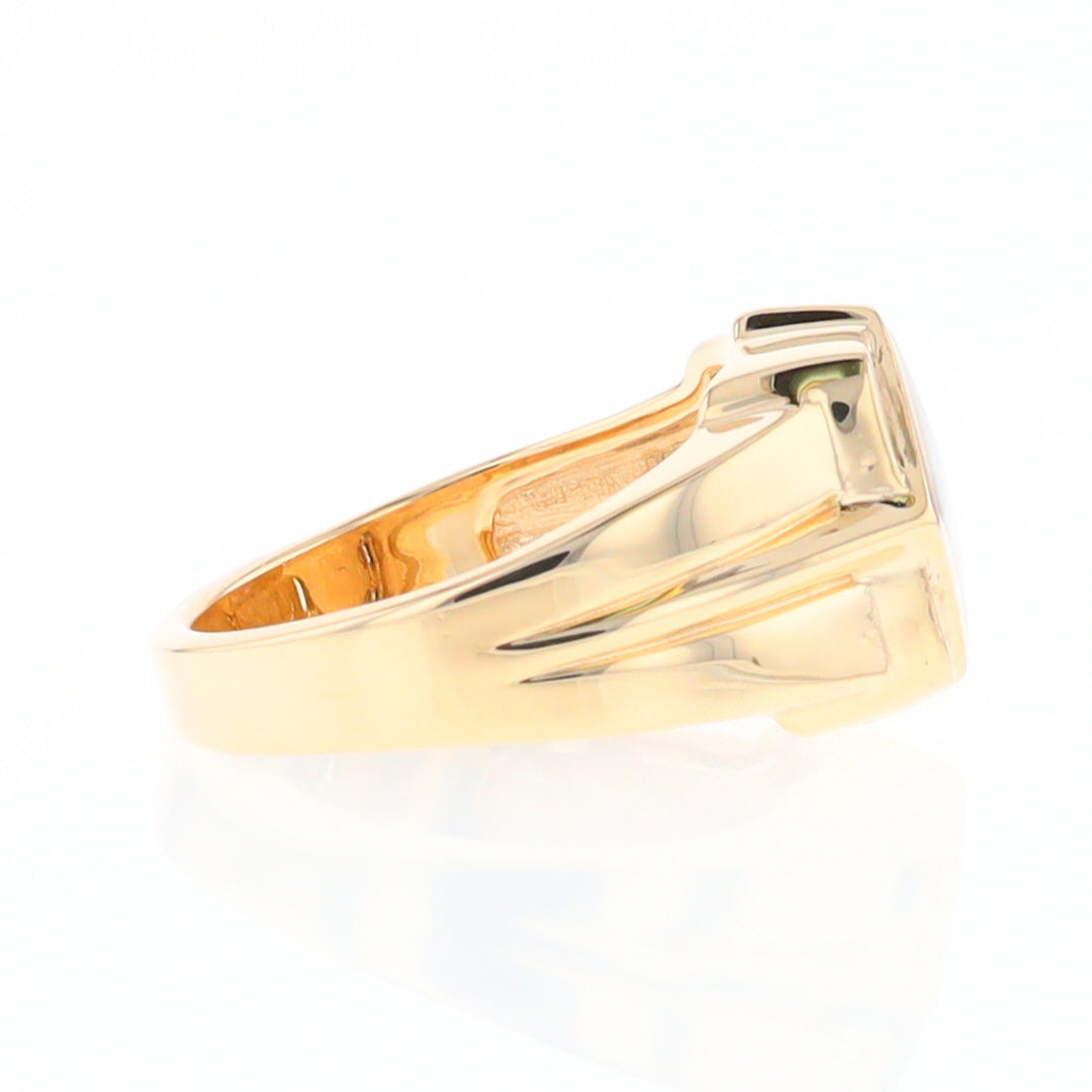 Gold Quartz Mens Ring with Diamond Accents