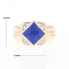 Natural Lapis ring diamond shape inlaid design with .16ctw round diamonds