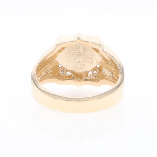 Natural Meteorite ring diamond shape inlaid design with .16ctw round diamonds