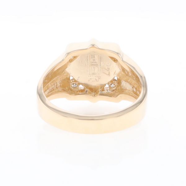 Natural Meteorite ring diamond shape inlaid design with .16ctw round diamonds