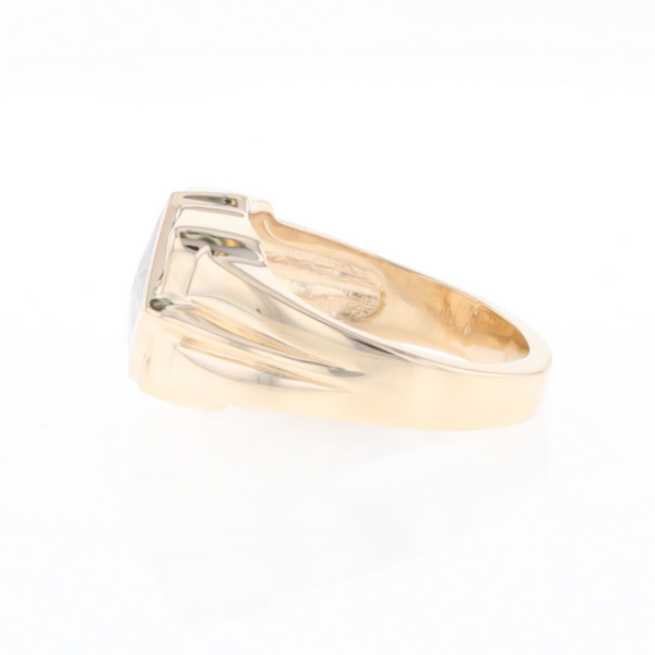 Natural Meteorite ring diamond shape inlaid design with .16ctw round diamonds