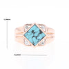 Natural Turquoise ring diamond shape inlaid design with .16ctw round diamonds