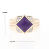 Natural Sugilite ring diamond shape inlaid design with .16ctw round diamonds