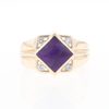 Natural Sugilite ring diamond shape inlaid design with .16ctw round diamonds