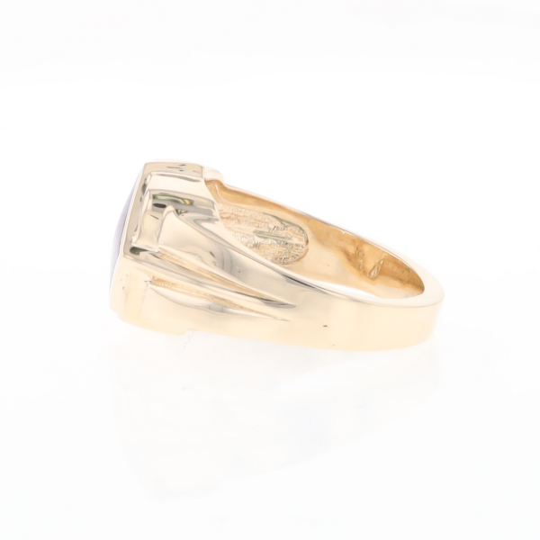 Natural Sugilite ring diamond shape inlaid design with .16ctw round diamonds