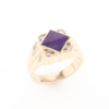 Natural Sugilite ring diamond shape inlaid design with .16ctw round diamonds