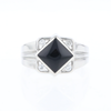 Natural onyx ring diamond shape inlaid design with .16ctw round diamonds