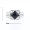 Natural onyx ring diamond shape inlaid design with .16ctw round diamonds