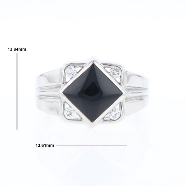 Natural onyx ring diamond shape inlaid design with .16ctw round diamonds