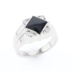 Natural onyx ring diamond shape inlaid design with .16ctw round diamonds