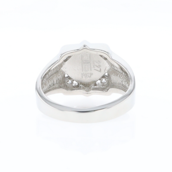 Natural Sleeping Beauty Turquoise ring diamond shape inlaid design with .16ctw round diamonds
