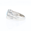 Natural Sleeping Beauty Turquoise ring diamond shape inlaid design with .16ctw round diamonds
