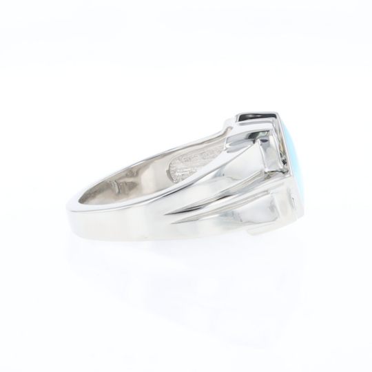 Natural Sleeping Beauty Turquoise ring diamond shape inlaid design with .16ctw round diamonds