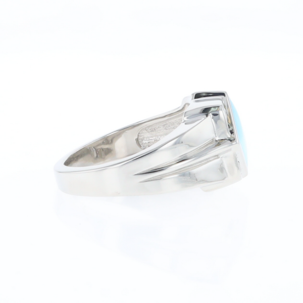 Natural Sleeping Beauty Turquoise ring diamond shape inlaid design with .16ctw round diamonds