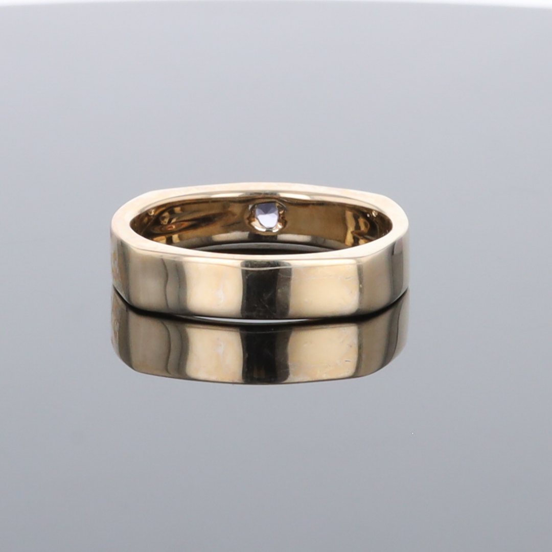 Opal Rings 2 Section Inlaid Design with Round Tanzanite