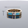 Opal Rings 2 Section Inlaid Design with Round Tanzanite