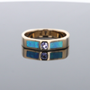 Opal Rings 2 Section Inlaid Design with Round Tanzanite
