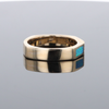 Opal Rings 2 Section Inlaid Design with Round Tanzanite