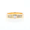 Gold Quartz Ring Double Sided Inlaid Design with .10ct Round Diamond G2