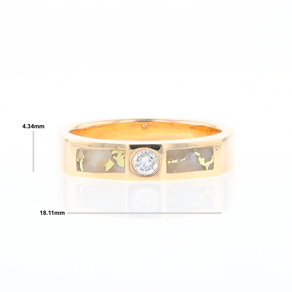 Gold Quartz Ring Double Sided Inlaid Design with .10ct Round Diamond G2