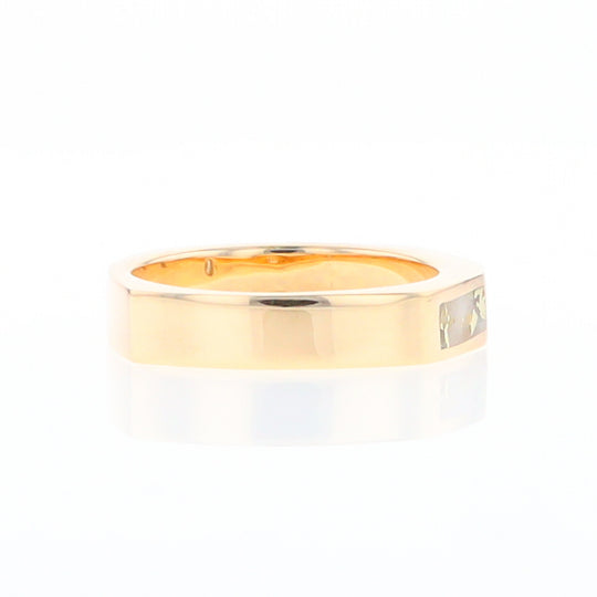 Gold Quartz Ring Double Sided Inlaid Design with .10ct Round Diamond G2