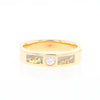 Gold Quartz Ring Double Sided Inlaid Design with .10ct Round Diamond G2