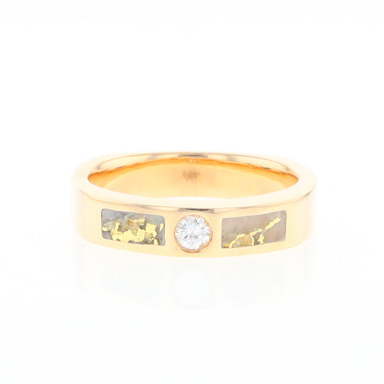 Gold Quartz Ring Double Sided Inlaid Design with .10ct Round Diamond G2
