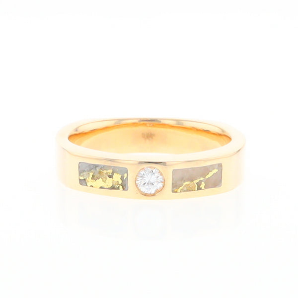 Gold Quartz Ring Double Sided Inlaid Design with .10ct Round Diamond G2
