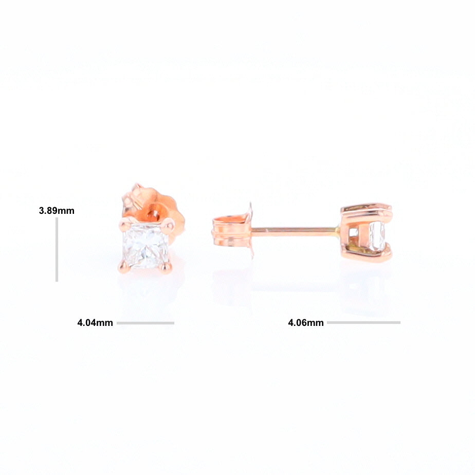 0.41ctw Princess Cut diamond Stud Earrings