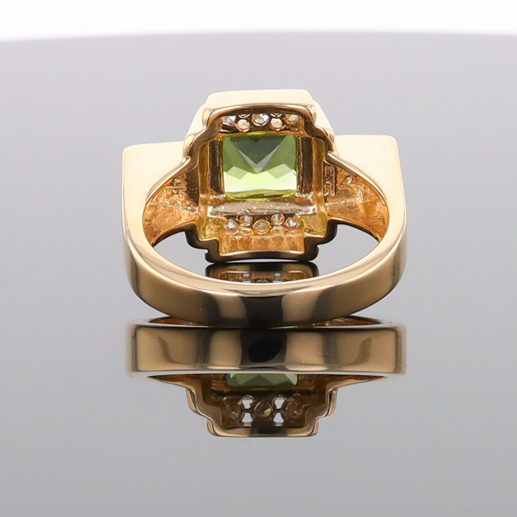 Opal Rings 2 Square Inlaid Peridot with 0.24ctw Diamonds