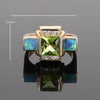 Opal Rings 2 Square Inlaid Peridot with 0.24ctw Diamonds
