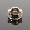 Opal Rings Inlaid Sides Swiss Blue Topaz Center with .24ctw Diamonds