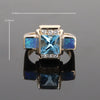 Opal Rings Inlaid Sides Swiss Blue Topaz Center with .24ctw Diamonds
