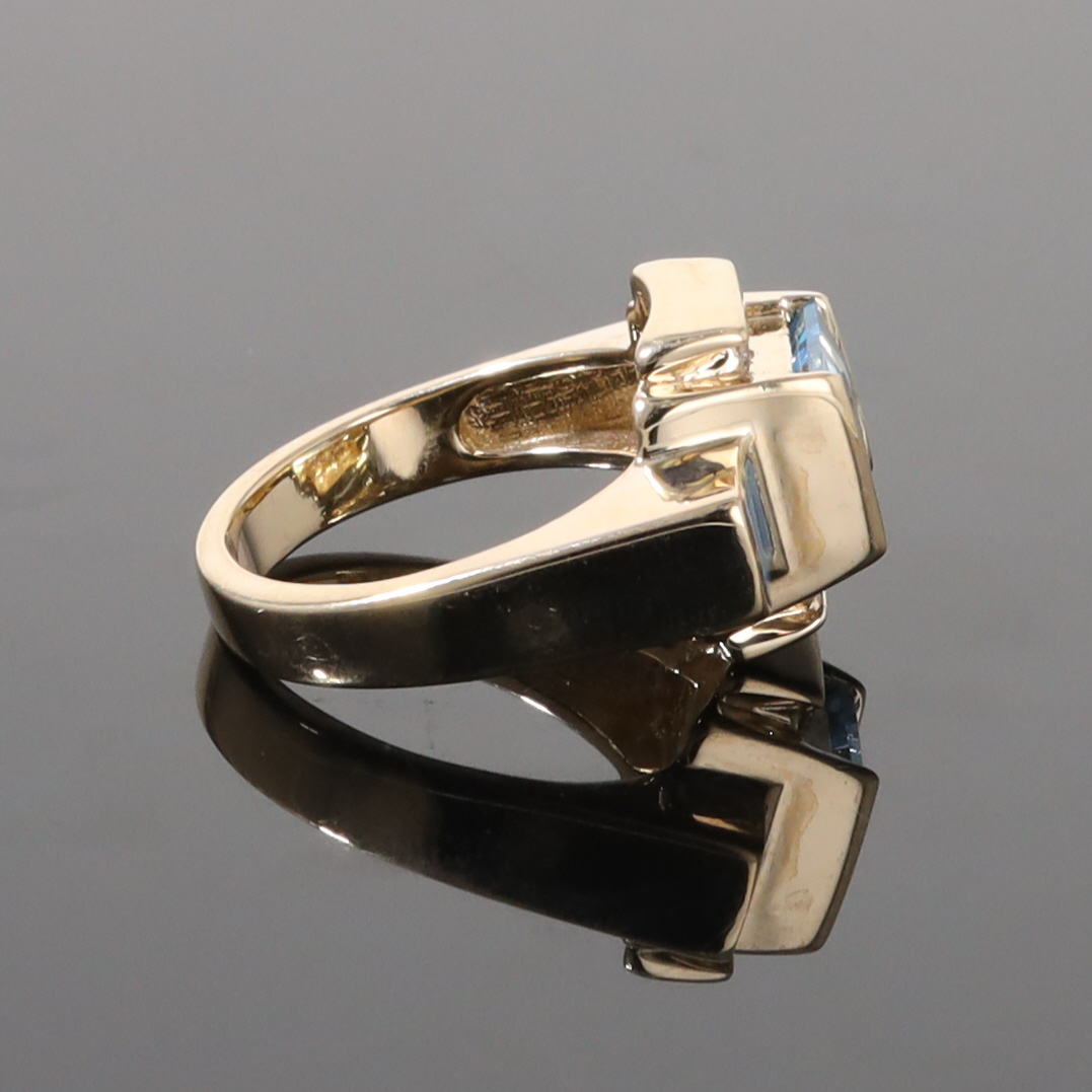Opal Rings Inlaid Sides Swiss Blue Topaz Center with .24ctw Diamonds