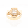 Princess Cut Diamond Gold Quartz 2-Square Inlaid Ring