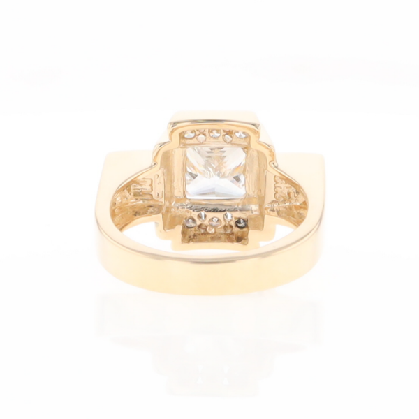 Princess Cut Diamond Gold Quartz 2-Square Inlaid Ring