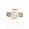 Princess Cut Diamond Gold Quartz 2-Square Inlaid Ring