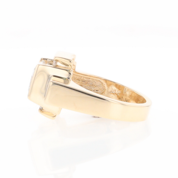 Princess Cut Diamond Gold Quartz 2-Square Inlaid Ring